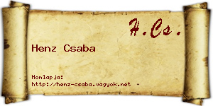 Henz Csaba névjegykártya